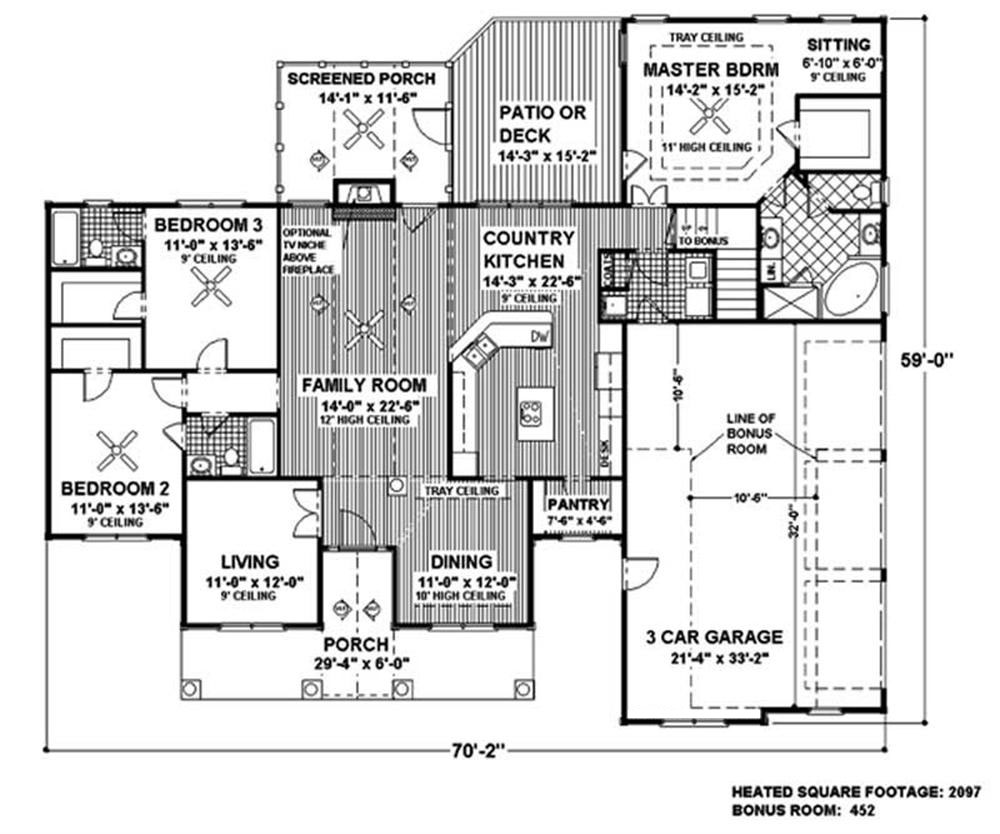 Floor Plan First Story of Colonial Plan #109-1184